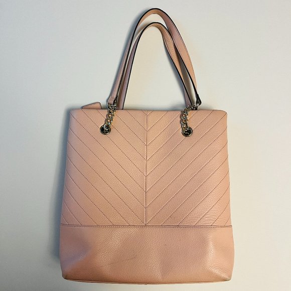 Karl Lagerfeld Paris Pink Quilted Leather Large Shoulder Tote - Picture 2 of 13